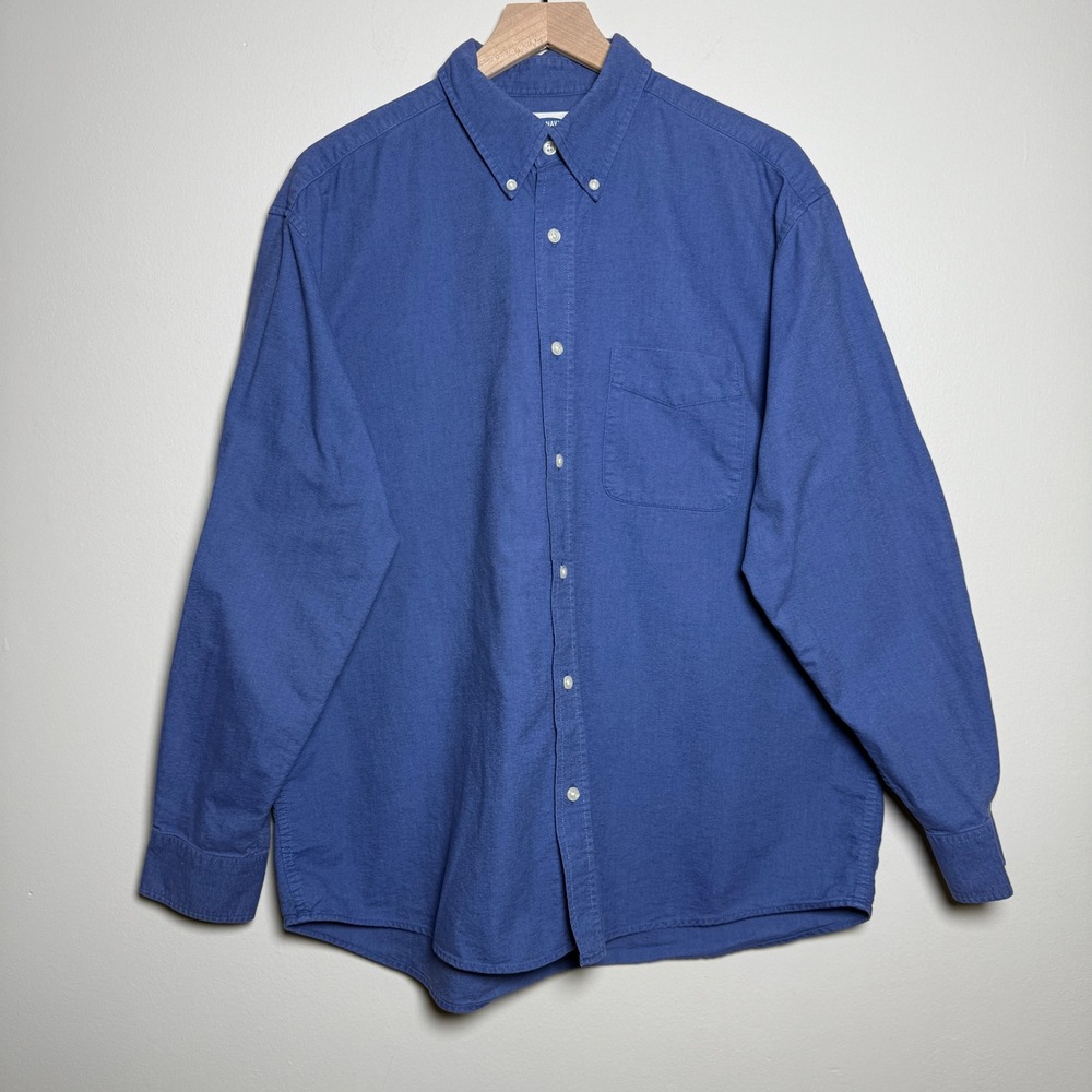 Old Navy Mens Oxford Shirt L Blue Cotton Button Down Classic Preppy Nautical